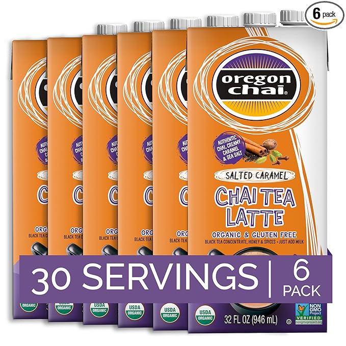 Oregon Chai Salted Caramel Concentrate, 32 Fluid Ounce (Pack of 6)