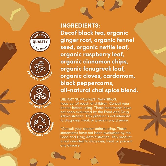Oat Mama Lactation Tea for Breastfeeding Moms - Chai Spice | Breastfeeding Essentials for Milk Supply Increase | Organic Lactation Support & Postpartum Recovery