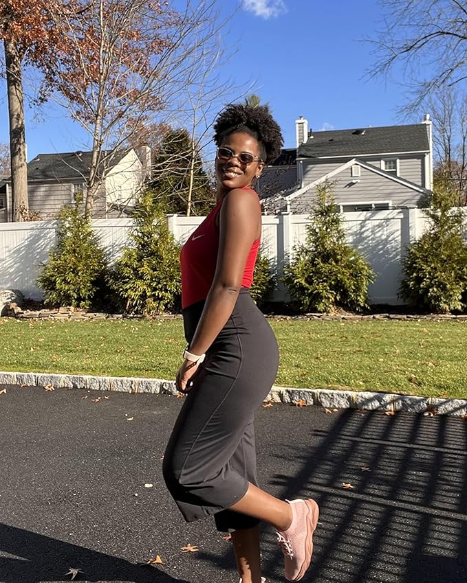 Promover Capri Pants for Women Wide Leg Yoga Cropped Pants with Pockets Loose Casual Summer Pants