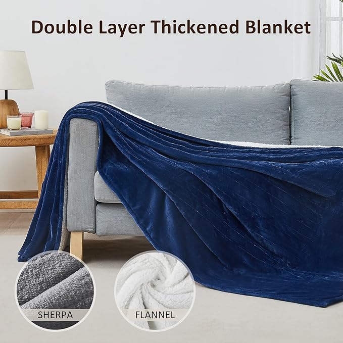 Heated Electric Blanket Queen Size - 84"x90" Flannel Heating Blanket with 10 Heating Levels & 5 Time Settings Over-Heat Protection, Winter Warmer for Adults with ETL Certification(Navy Blue)