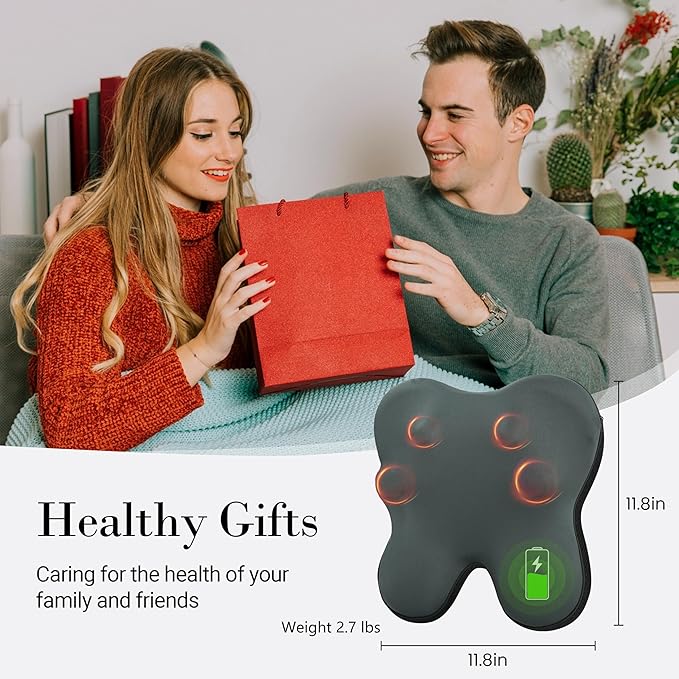 Back Massager with Heat, FSA Eligible HSA Eligible Cordless Shiatsu Neck Massager for Muscle Pain Relief, Kneading Massage Pillow for Neck, Back, Shoulder, Gifts for Women Men
