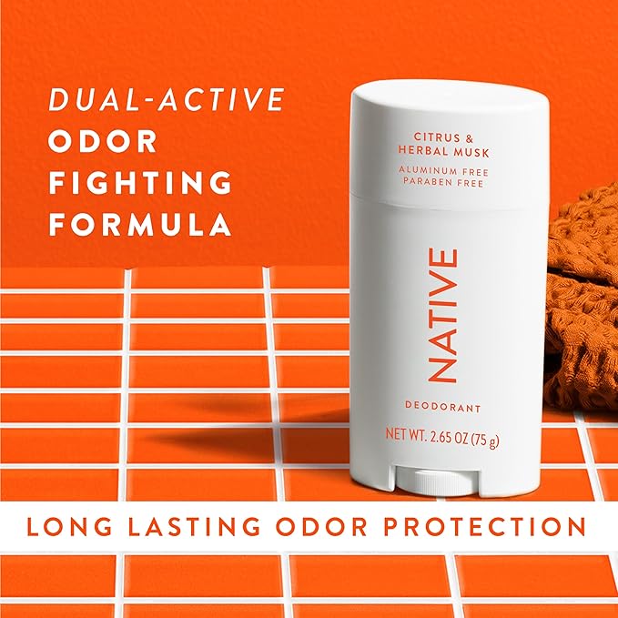 Native Aluminum-Free Clean Deodorant with Natural Derived Ingredients, 72HR odor control | Deodorant for Women and Men | Baking Soda, Coconut Oil, Shea Butter | Citrus & Herbal Musk
