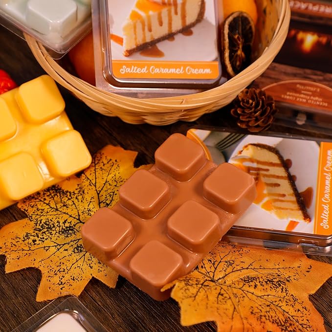 SCENTORINI Wax Melts, Fall Scented Wax Melts, 4 Pack, Salted Caramel Cream, Soy Wax for Candle Making, Wax Warmer