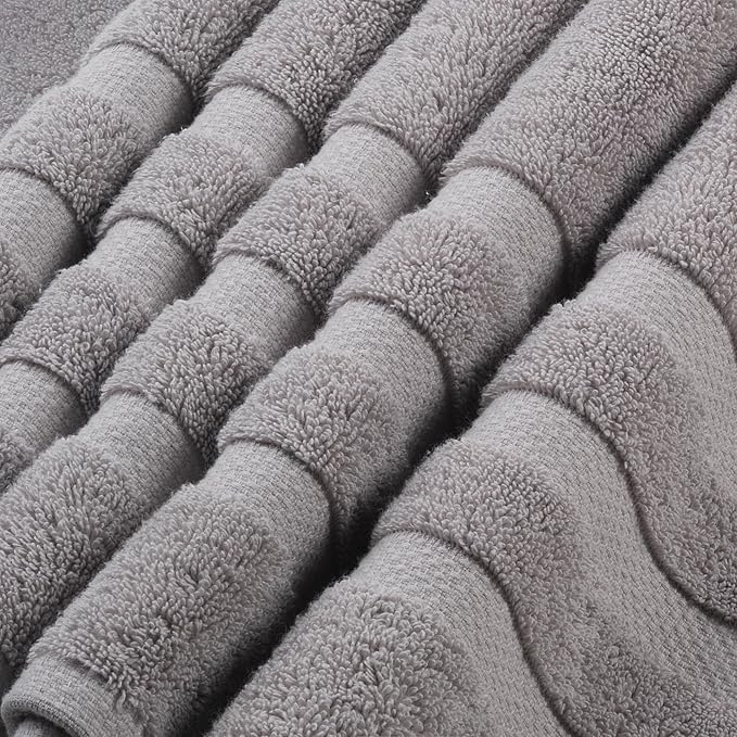 SOFE H&L | Olea Luxury Turkish Cotton Bath Towels Set of 3 : 1 Bath Towel, 1 Hand Towel, 1 Wash Cloths, Cool Gray |Thick, Premium, Soft, Durable, Absorbent - Hotel Quality Towel Sets for Bathroom