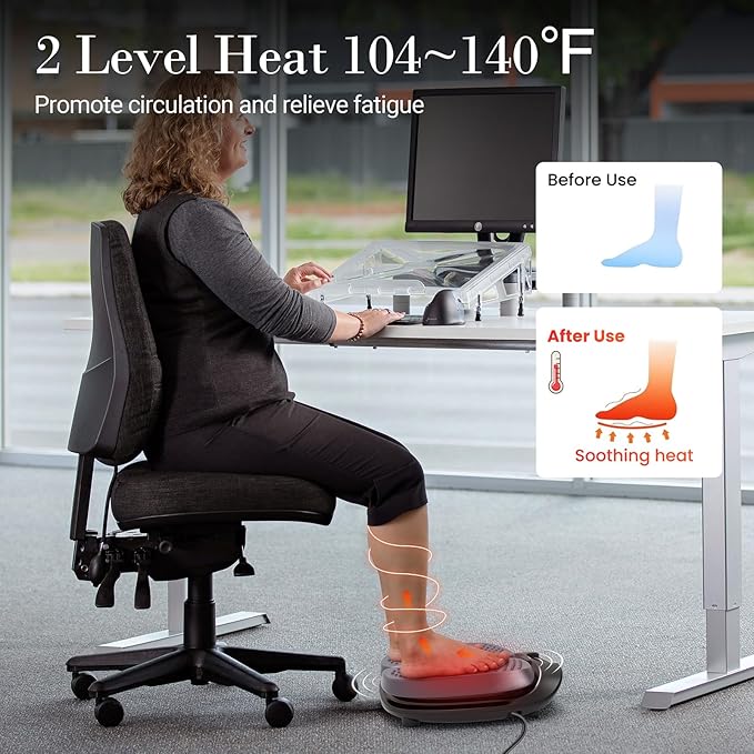 Foot Massager for Neuropathy FSA HSA Eligible, Adjustable Vibration Foot Massager with Heat & Remote Control, Electric Feet Massager for Legs Circulation, Plantar Fasciitis Pain, Stress Relief