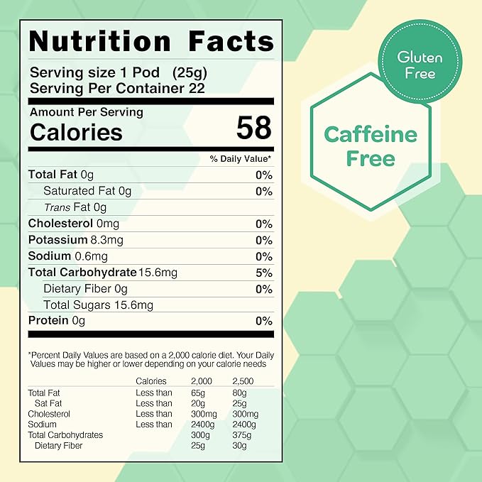 True Honey Peppermint Tea Pods - Honey Crystals Blended In Every Tea Pod - Healthy Digestion Nutriment - All Natural Organic Herbal Caffeine Free Tea Pod 22 Count