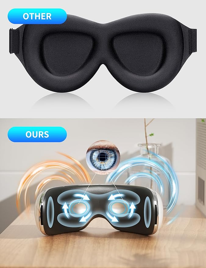 Eye Massager with Heat and Cooling for Migraines, Dry Eyes, Dark Circles, Rechargeable Bluetooth Music Heat Cold Eye Massager Mask Improve Sleeping Gifts for Woman and Man