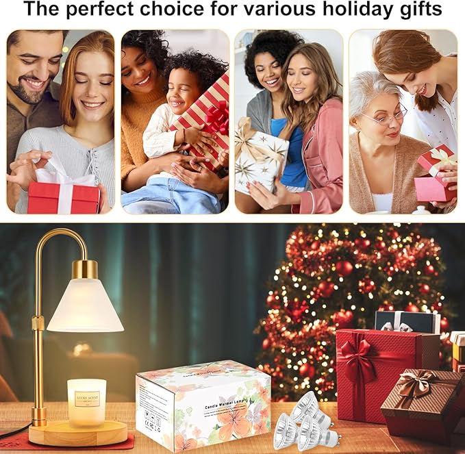 Candle Warmer Lamp with Timer & Dimmer, Adjustable Height Electric Candle Warmer with 3 Bulbs,Compatible with All Size Scented Candles, Wax Melt Warmer for Bedroom,Home Decor House Warming Gifts