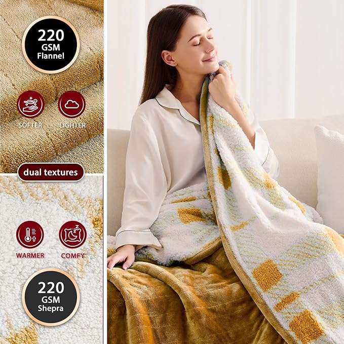 Heated Electric Blanket Full Size - 72"x84" Flannel Heating Blanket with 10 Heating Levels & 5 Time Settings Over-Heat Protection, Winter Warmer for Adults with ETL Certification(Ivory)