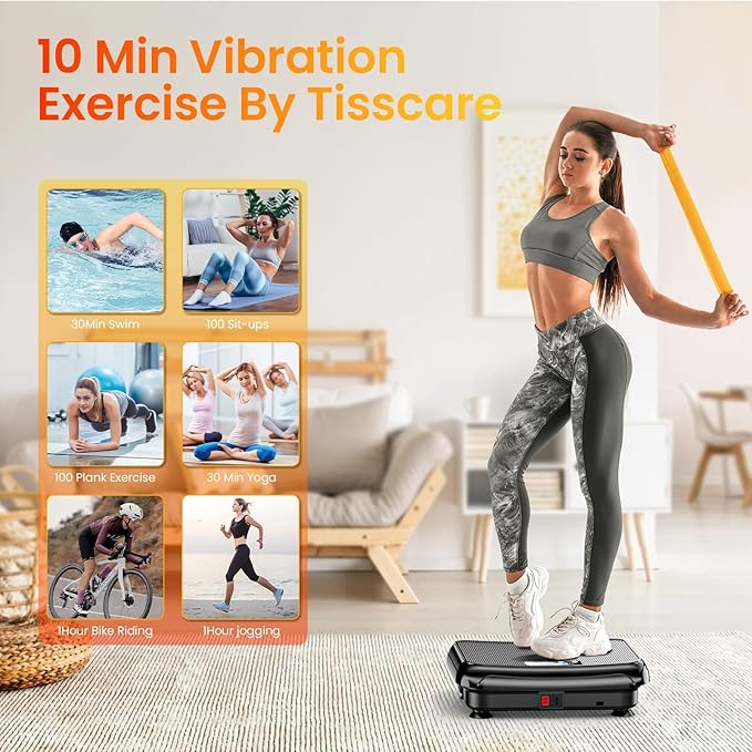 Vibration Plate Exercise Machine: TISSCARE Weight Loss and Lymphatic Drainage Vibrating Plates, Whole Body Workout Sculpting Platform for Home Fitness Fat Burner for Women Men