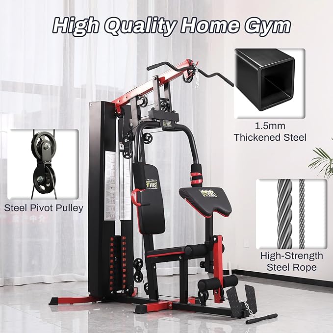 Home Gym, Workout Equipment with Leg Press, Exercise Equipment for Home with Pulley System, Home Gym Equipment for Full Body Strength Training, Preacher Curl and Leg | Multiple Styles