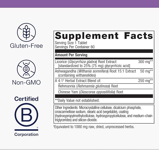Metagenics Licorice Plus - Cortisol & Stress Support Supplement with Licorice Root, Ashwagandha, Rehmannia & Chinese Yam - Non-GMO, Gluten-Free, Vegetarian - GMP Certified Facility - 60 Tablets