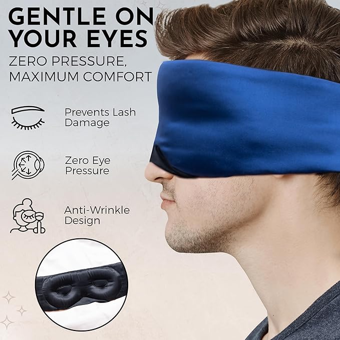 Mulberry Silk Eye Masks for Sleep (Navy Blue)