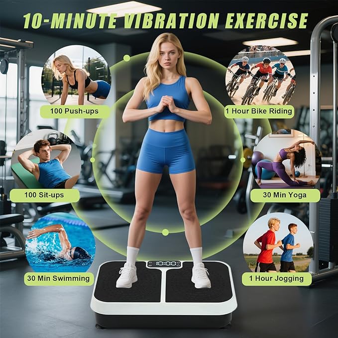 Homesy Vibration Plate Exercise Machine, Vibrating Plate for Lymphatic Drainage, Full Body Shaking Workout Fitness Platform Board, Sport Gym Equipment for Weight Loss Fat Burner
