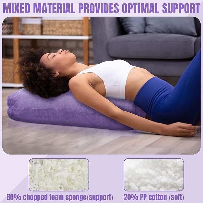 MABOZOO Yoga Bolster Pillow, Rectangular Bolster for Restorative Yoga & Meditation, Professional Meditation Cushion with Carry Handle, 27"X10"X6"