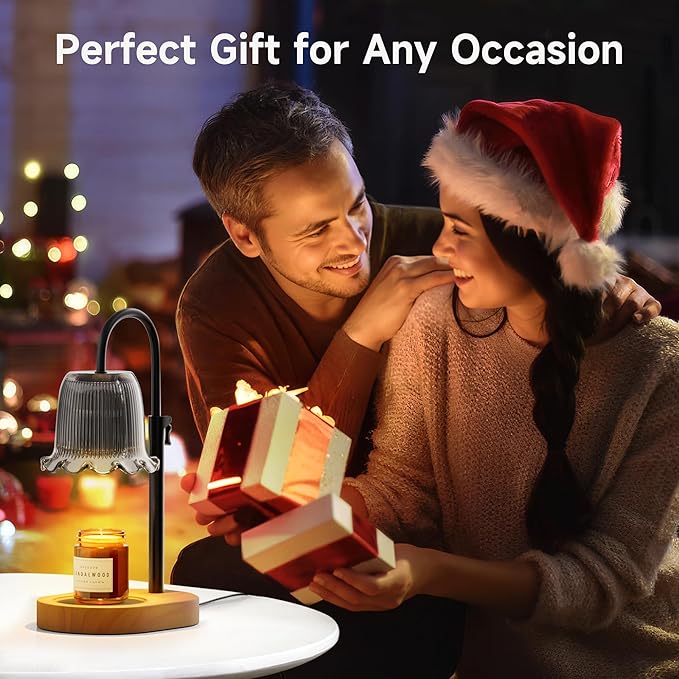 Candle Warmer Lamp with Timer Adjustable Height Candle Lamp Warmer 4 Level Dimmer Electric Wax Melt Warmer Vintage Home Decor for Scented Jar Candles House Warming & Birthday Gifts for Women