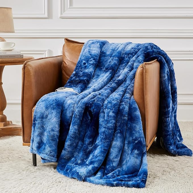 Homemate Electric Heated Blanket Full Size - 72"x84" Heating Blanket Full Size 1/2/4/6/8 Hours Auto-Off 10 Heat Level Over-Heat Protection Luxury Faux Fur Sherpa ETL Certification