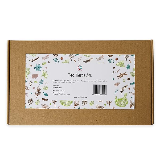 Loose Leaf Herbal Tea Set โ 8 Premium Herbs - Up to 450 Cups - Ginger, Turmeric, Lemongrass, Moringa, Cinnamon, Orange Peel, Milk Thistle, Ashwagandha | Wellness Gift by Yogi's Giftยฎ