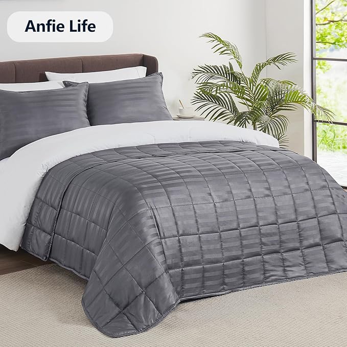 Weighted Blanket Kids (40"x60" 7lbs),Ultra Soft and Cozy Cooling Weighted Blanket Kids,Heavy Blanket with Machine Washable Soft Blanket, Stripe Grey
