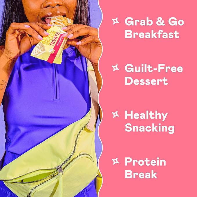 MAGIC SPOON Treats - High Protein, Low Carb, Keto Friendly, 1g of Sugar, Gluten Free, Crispy Treat Cereal Bar, On-The-Go Healthy Snack (Birthday Cake, 8 Bars)