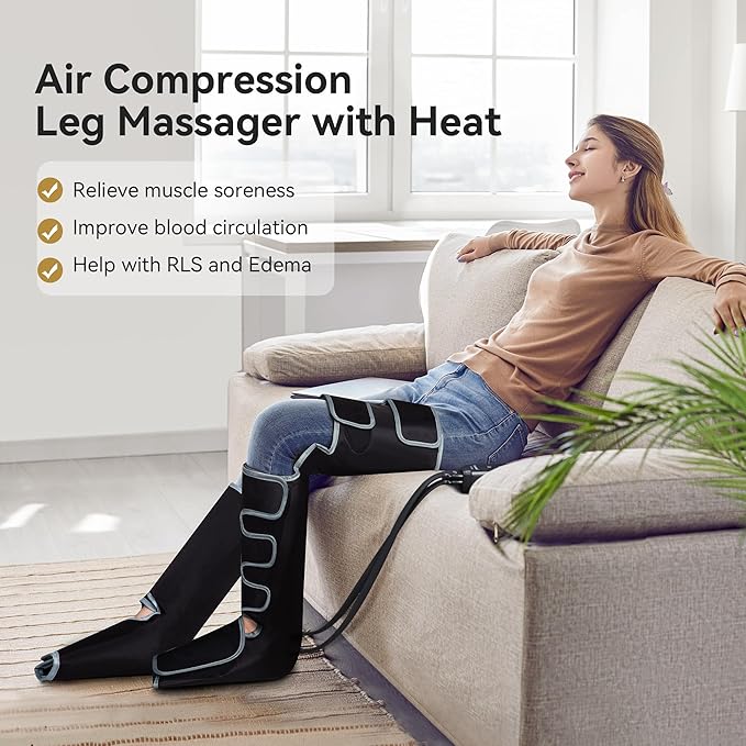 FIT KING Full Leg Massager with Heat, Air Compression Massager for Foot Calf & Thigh Muscle Relaxation and Recovery, Helpful for Pain Relief,Swelling, Edema and RLS