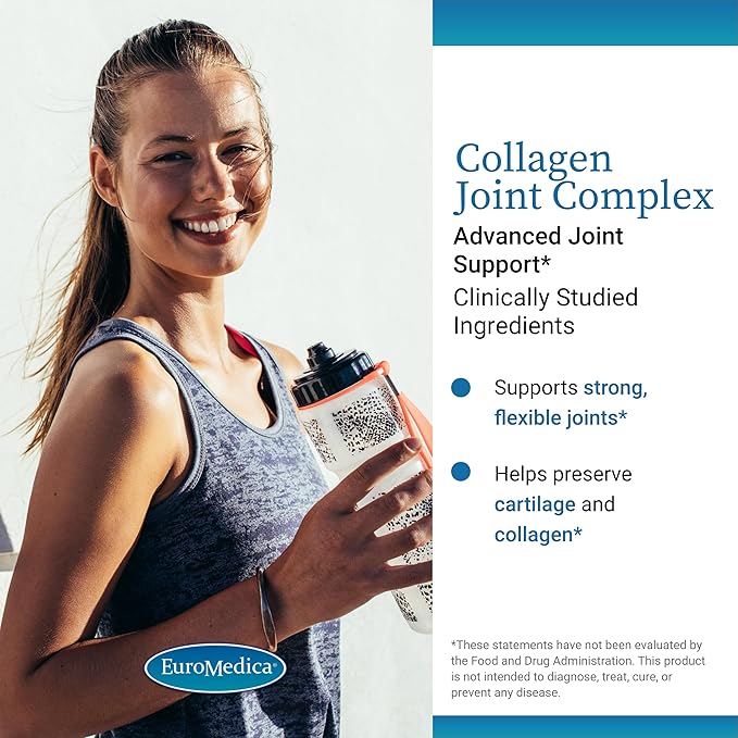 EuroMedica Collagen Joint Complex - Collagen Supplement for Joint Health Support - Dietary Supplement with Boswellia Extract & Type II Collagen - Lower Back & Knee Support - 60 Capsules