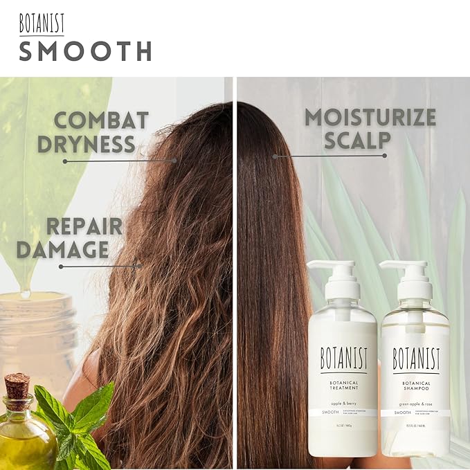 BOTANIST Anti Frizz Shampoo and Conditioner Set for Women & Men, Sulfate Free Shampoo and Conditioner with Keratin, Hyaluronic Acid & Collagen from Japan, Paraben Free SHAMPOO 31.7Fl Oz SMOOTH