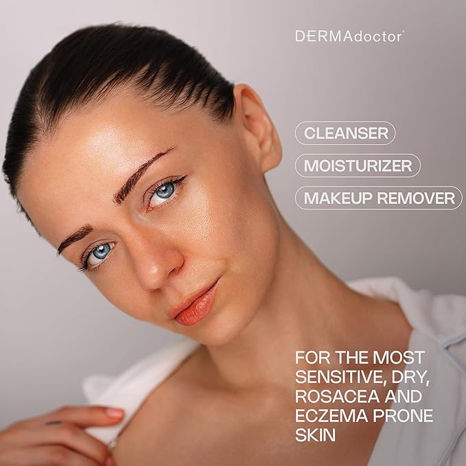 DERMAdoctor Gentle Face Wash for Sensitive Skin, Face Wash for Rosacea Sensitive Skin, Pregnancy Safe Facewash for Acne Prone Skins, Hypoallergenic, Non Comedogenic Facial Cleanser, Dermatologist Made