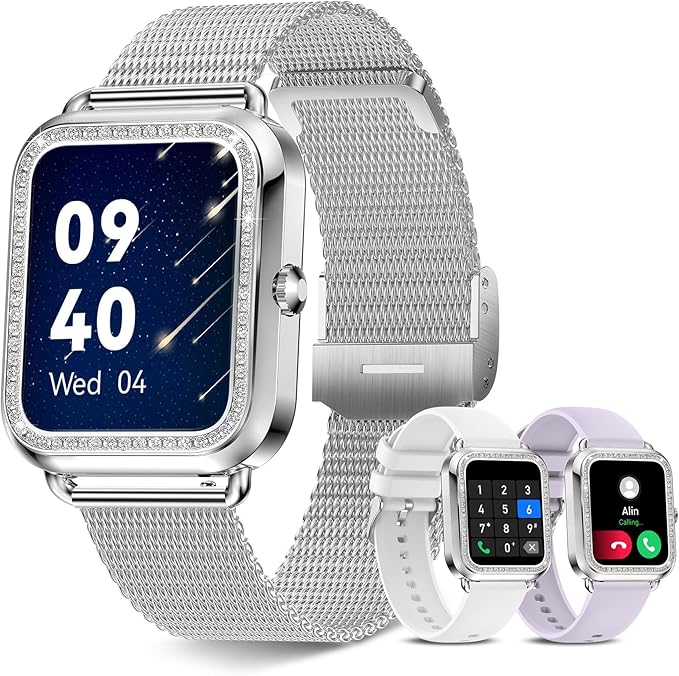 1.6'' Touch Screen Smart Watch for Women (Answer/Make Call), Activity Trackers and Smartwatches with Waterproof Heart Rate Sleep Monitor 100+ Sports Pedometer AI Voice,Fitness Watch for iPhone Android