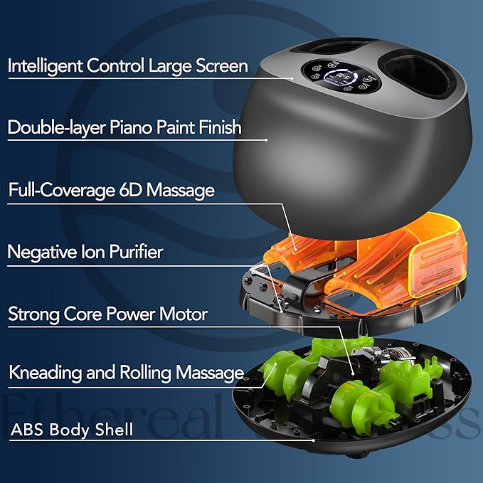 Shiatsu Foot Massager with Heat, Deep Kneading for Plantar Fasciitis, Vibration, Feet Massage Machine with Remote for Pain Relief and Circulation, Rolling Comperssion Foot Warmer, Up to Size 14