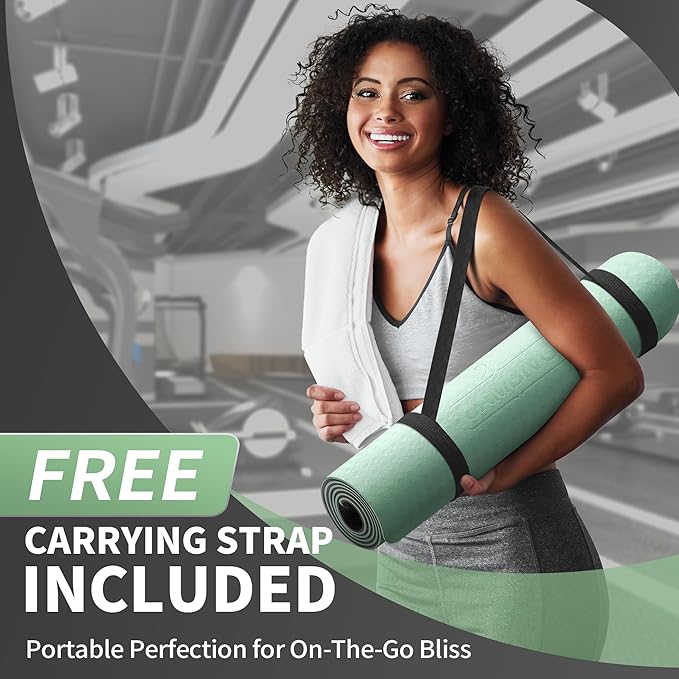 CAMBIVO Yoga Mat for Women Men Kids, 1/3 & 1/4 & 2/5 Inch Extra Thick Yoga Mat Non Slip, 72" x 24" TPE Yoga Mats, Workout Mat with Carrying Strap for Yoga, Pilates and Floor Exercises