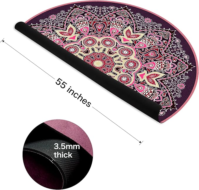 Knsbk Large Round Yoga Mat 4.6'X3.5mm for Exercise Premium Extra Thick, Ultra Comfortable, Non Slip, Meditation Mat