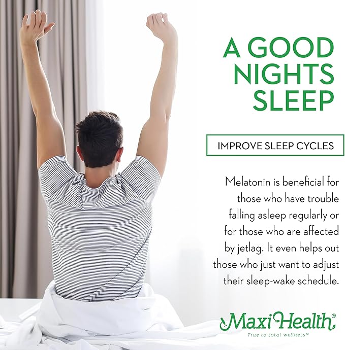 Maxi Health Melatonin 5mg Extra-Strength Fast Acting Melatonin – Encourage Natural Sleep with Melatonin'– Non-Habit Forming Sleep Support Kosher (100 Units)