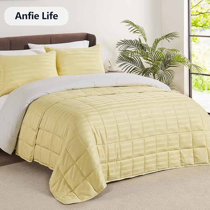 Weighted Blanket Twin Size (48"x72" 10lbs),Ultra Soft and Cozy Cooling Weighted Blanket for Adult,Heavy Blanket with Machine Washable Soft Blanket, Yellow
