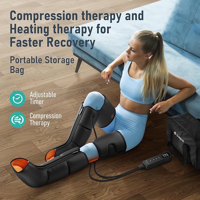 QUINEAR Leg Massager with Compression, 3-in-1 Foot Calf & Thigh Massager and Compression Therapy with Timer, Leg Massage Boots for Circulation and Pain Swelling Edema Relief, FSA-HSA Eligible