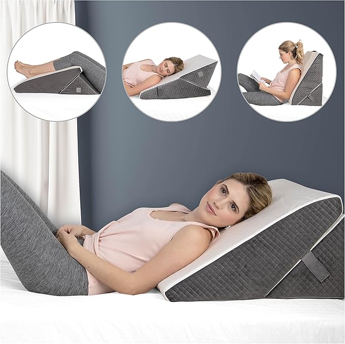 Kolbs Bed Wedge Pillow Chic Jacquard Cover for Sleeping and Acid Reflux, Heartburn (Adjustable Height Wedge)