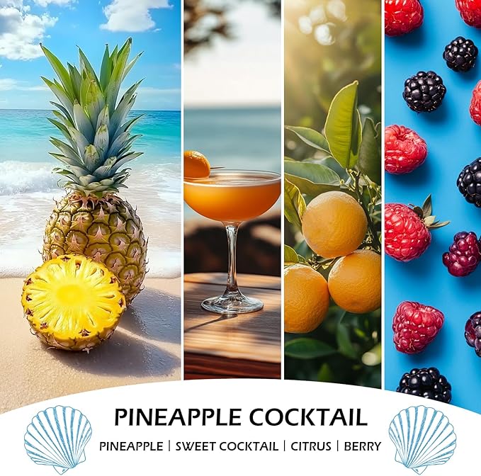 Pineapple Cocktail Candles, 7oz Pineapple Cocktail Scented Candle, Natural Soy Candles for Home Scented, Long Lasting with 50 Hour Burn Time, Gifts for Men Women