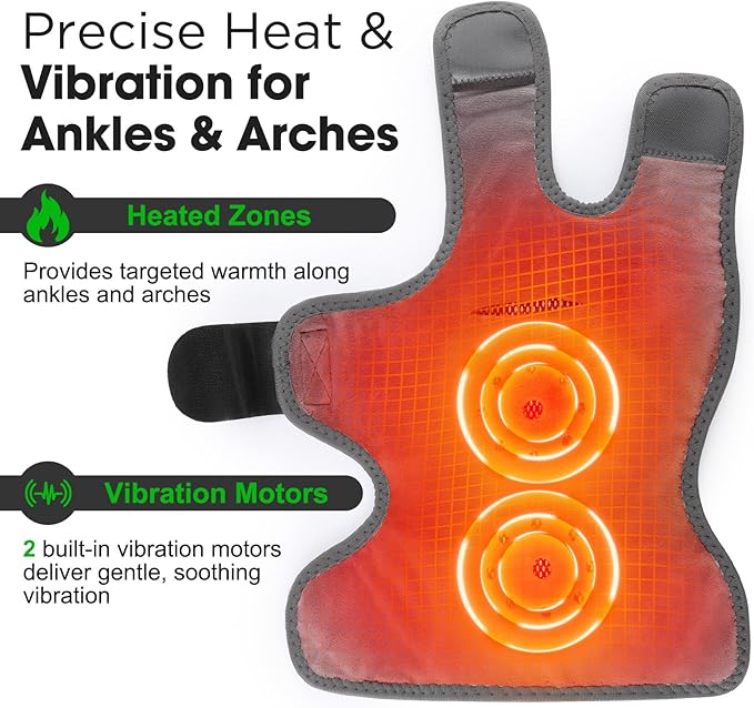 DeMoce Cordless Ankle Massager for Pain Relief, Ankle Heating Pad with Massage, Foot Massage with Heating, Foot Heel Pain Relief, Adjustable Timer, 6 Heat Levels, 3 Vibration Modes