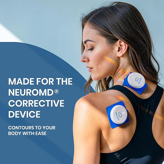 NeuroMD 2-Pack Square Replacement TENS Unit Electrode Pads for Wireless Muscle Stimulator & Pain Relief - Reusable 30 Times | Snap-On Connector | Compatible with Whole Body Corrective Therapy Device