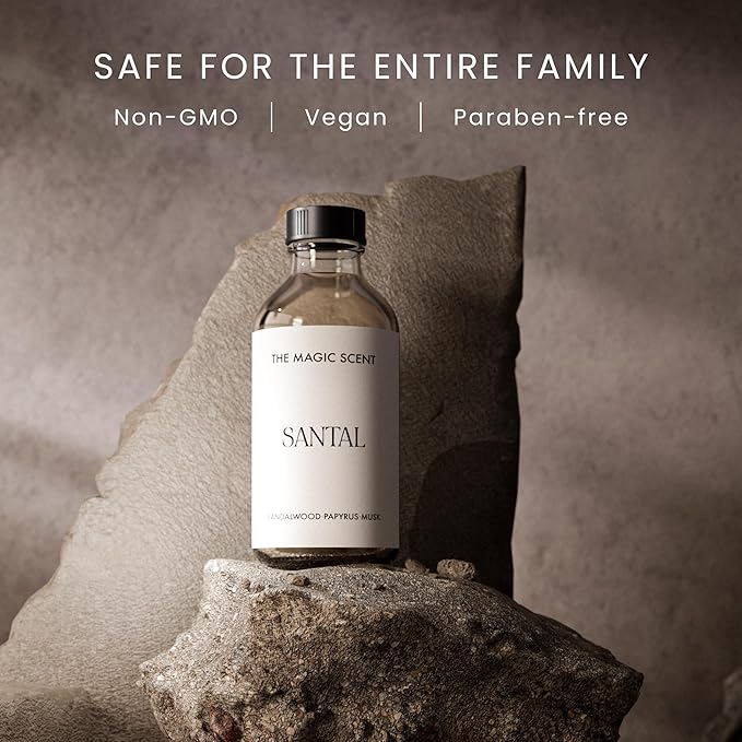 The Magic Scent Santal Diffuser Oil - Fragrance Oil Scent - Cold-Air & Ultrasonic Santal Essential Oil - Aroma Diffuser Oils Scents for Home - Sandalwood, Musk & Cardamom - 16.9 fl oz, 500 mL