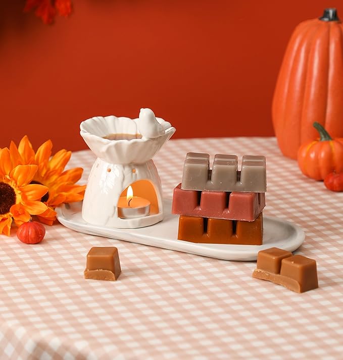 Fall Scented Wax Melts, Soy Wax Cubes for Wax Warmer, Autumn Strong Scent - Apple Pie/Mulled Cider/Pumpkin Spice/Maple/Spiced Pumpkin Latter/Cinnamon Pecan, 6 x 2.5 oz