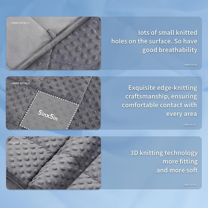 Topcee Weighted Blanket for Adults (15lbs 48"x72"), Minky Dots Heavy Blanket for 140-160lbs Sleeping, Soft, Cozy and Cooling Weighted Throw Blankets, Machine Washable, Grey