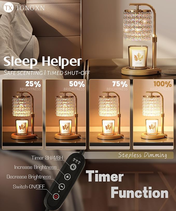 Candle Warmer Lamp with Timer Dimmable,Gifts for Mom Women Her, Gifts for Mother's Day,Birthday,Easter,Housewarming Gifts New Home,Wax Melt Warmer for Jar Candles with 2 Bulbs for Jar Candles