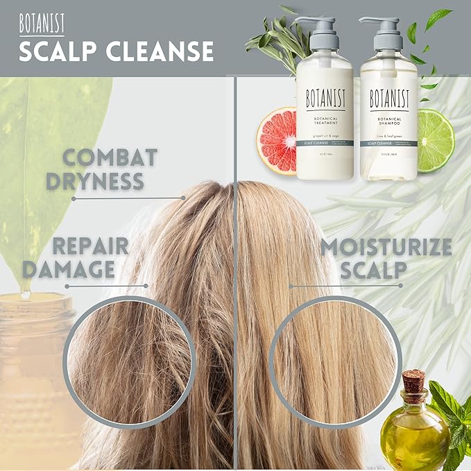 BOTANIST Dry Scalp Shampoo and Conditioner for Women & Men, Sulfate and Paraben Free Shampoo and Conditioner by Collagen, Keratin & Jojoba in Japan, Silicone & Sulfate Free 31.7 Fl Oz SCALP CLEANSE