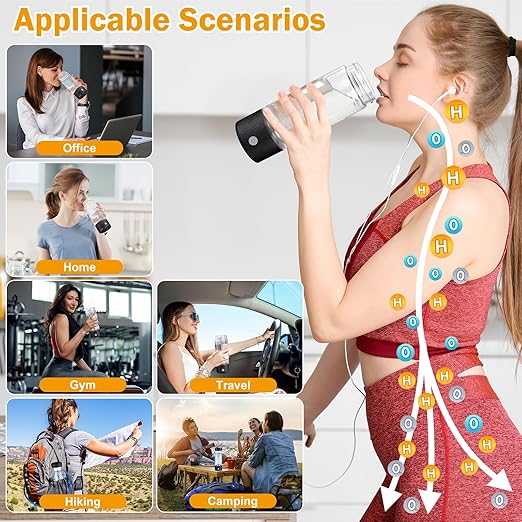 Upgrade Hydrogen Water Bottle, Hydrogen Water Generator with Advanced SPE PEM Tech, High-Efficiency Portable 420ml Water Ionizer 14OZ Hydro Water Machine for Office,Travel,Fitness & Everyday Hydration