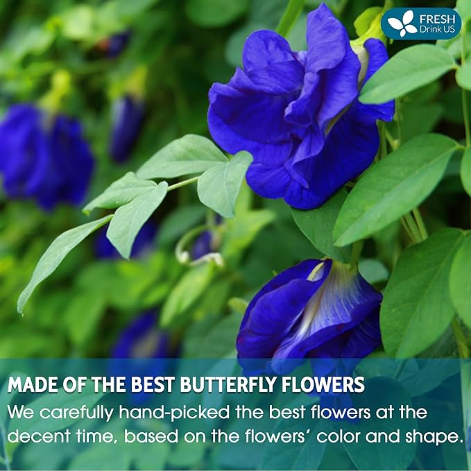 FreshDrinkUS, Premium 8oz Blue Butterfly Pea Flowers Dried β Premium Whole Flower Herbal Tea β Vibrant Blue Natural Color β Caffeine-Free Loose Flower Tea. Vegan