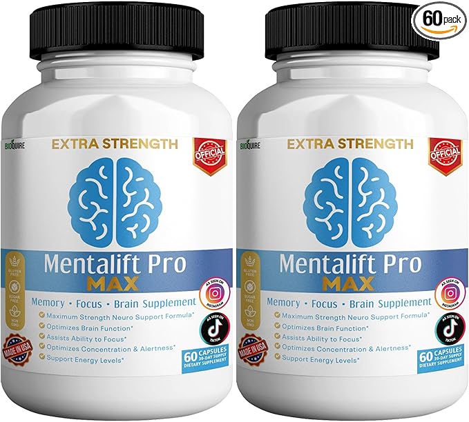 Mentalift Pro MAX Extra Strength Memory & Focus Supplement, 60 Capsules, Brain Support Formula with Vitamins & Minerals (2)