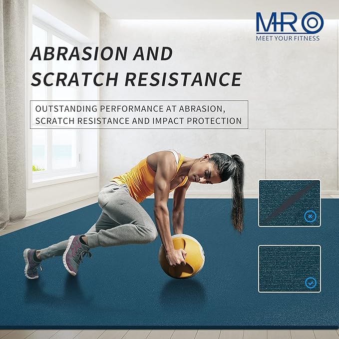 MRO Extra Large Exercise Mat For Home Gym, 8'x4.5'/7'x4.5'/6'x4.5'(7mm) Workout Mats for Gym Flooring, Non-Slip, Extra Thick Durable Cardio Mat, Ideal for Plyo, Weights, MMA, Jump Rope -Shoe Friendly
