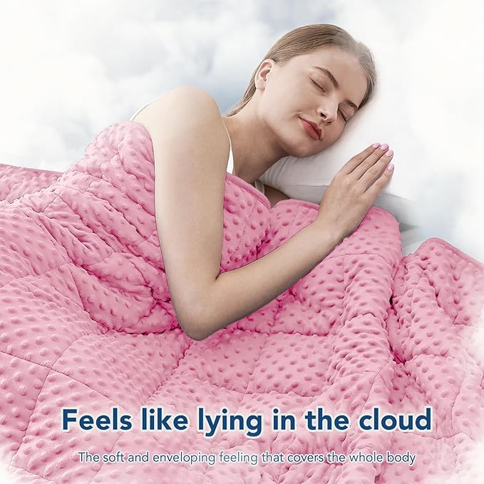 Topcee Weighted Blanket King Size (20lbs 80"x87"), Minky Dots Heavy Blanket for Woman, Man Sleeping, Soft, Cozy and Cooling Weighted Throw Blankets, Machine Washable, Pink