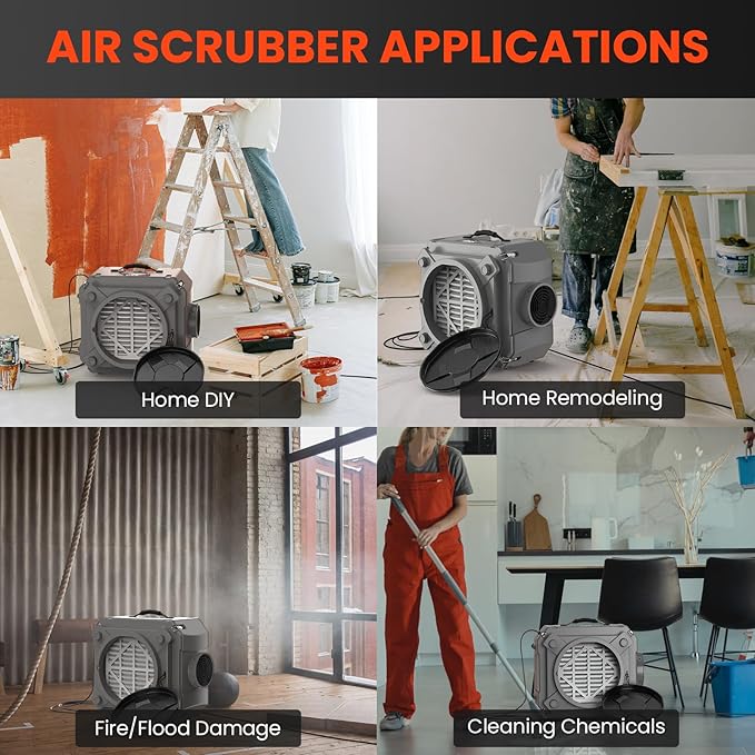 Abestorm Air Scrubber, Negative Air Machine with 3-Stage Filtration &16 Inch Air Inlet for Home, Industrial and Commercial Air Purifier, MEVR-10 & HEPA/Activated Carbon Filters, 550 CFM, Gray